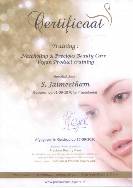 Diplom Vegan Traning Mandarin Spa.