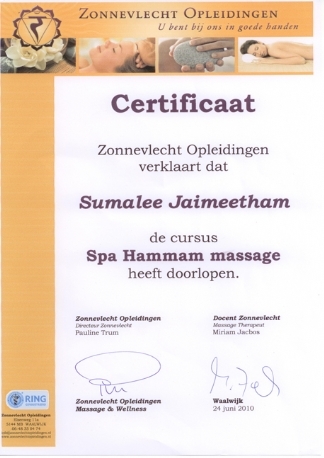 Diplom Hammam Massage Mandarin Spa Nimwegen Uden